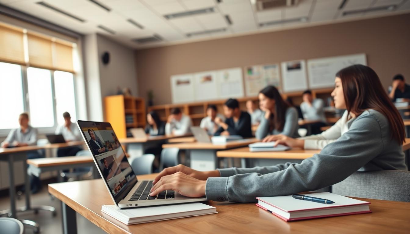 Student using online courses for flexible education