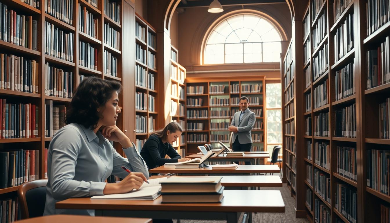 Students studying together in modern classroom